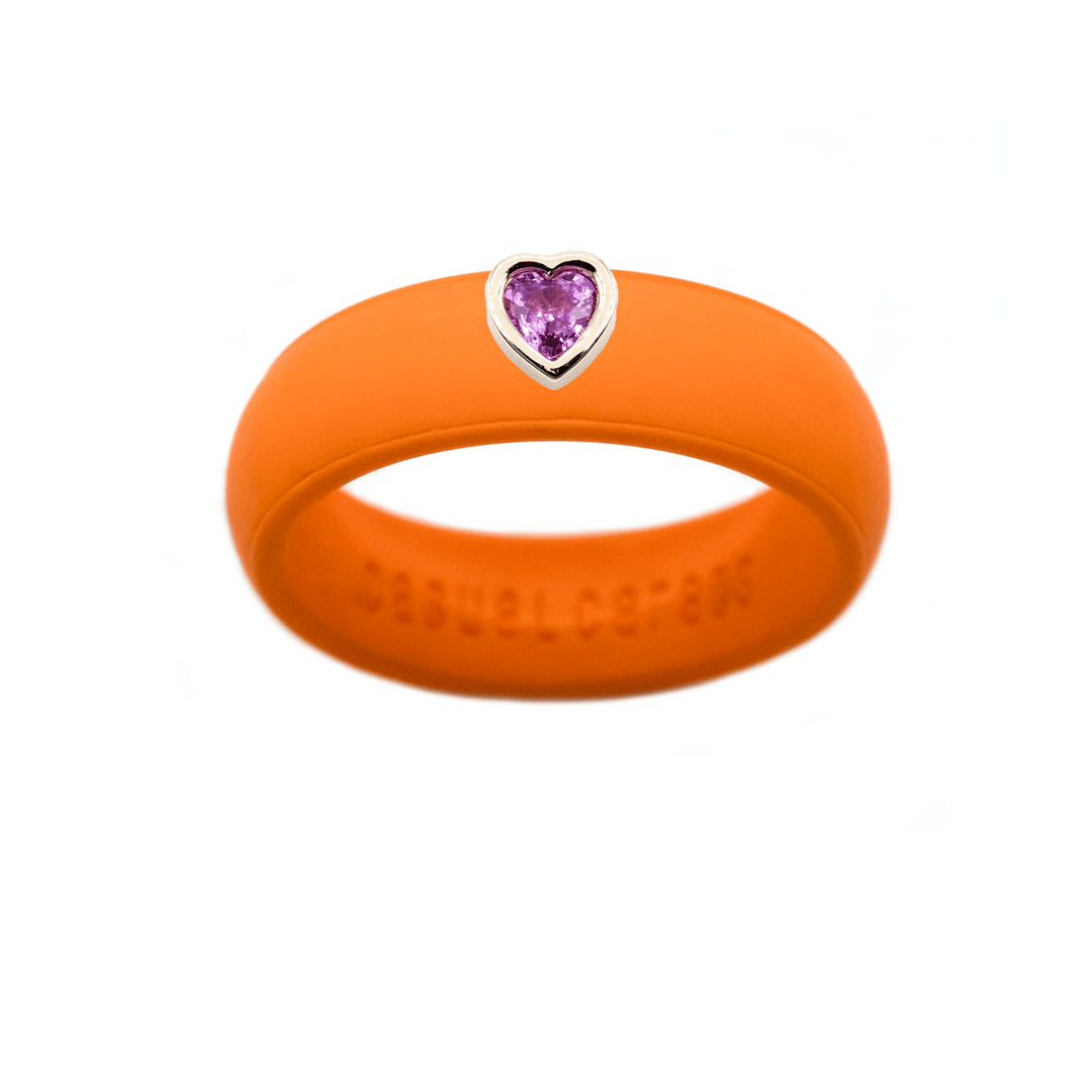 Pink Sapphire Heart Silicone Ring - Size 4