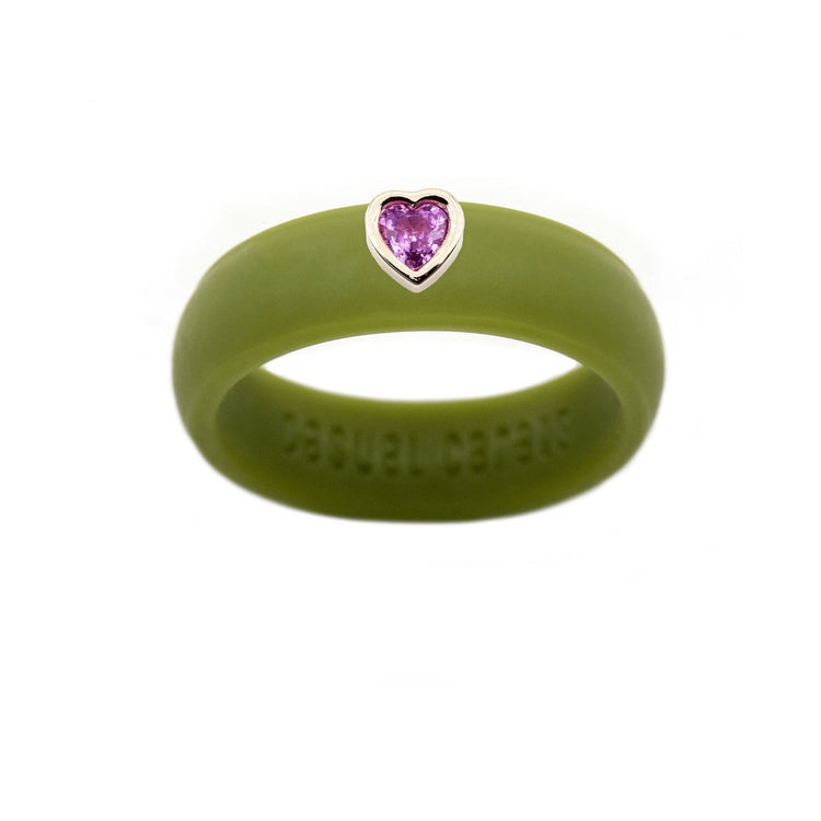 Pink Sapphire Heart Silicone Ring - Size 4
