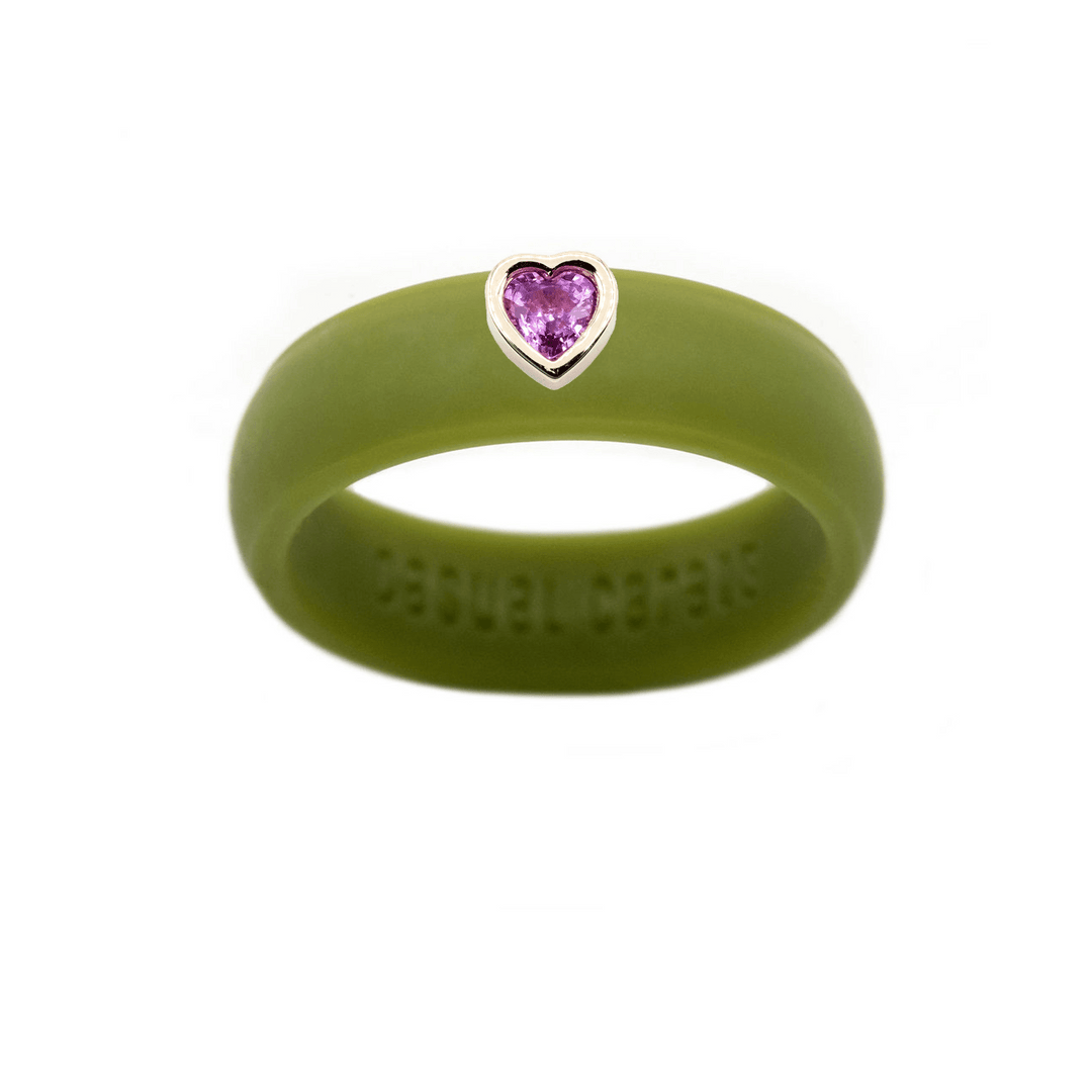 Pink Sapphire Heart Silicone Ring - Size 4