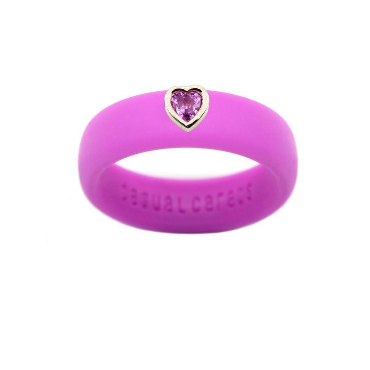 Pink Sapphire Heart Silicone Ring - Size 4