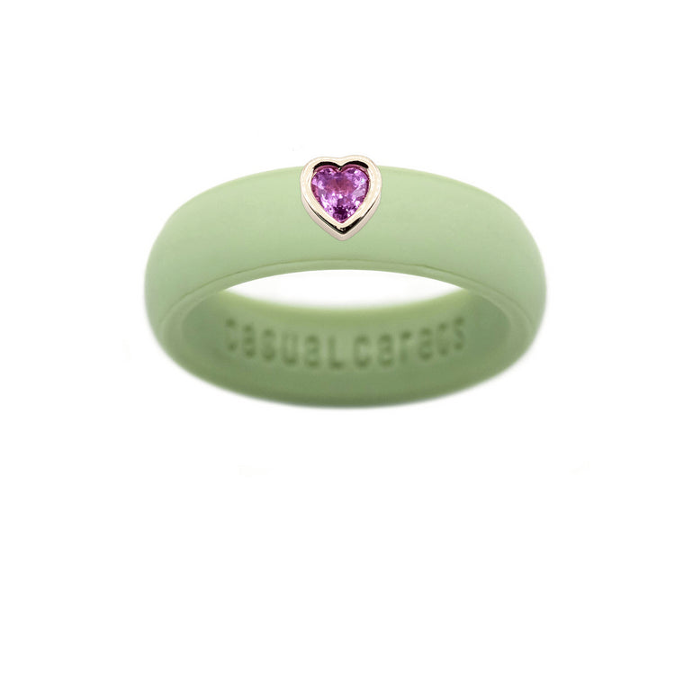 Pink Sapphire Heart Silicone Ring - Size 4
