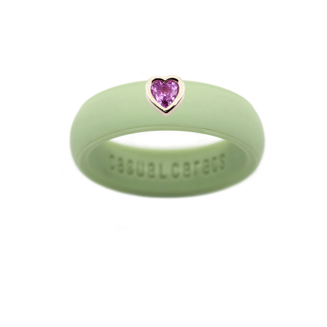 Pink Sapphire Heart Silicone Ring - Size 4