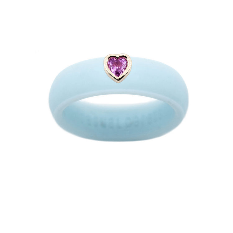 Pink Sapphire Heart Silicone Ring - Size 4
