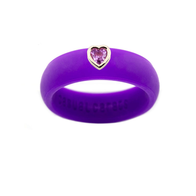 Pink Sapphire Heart Silicone Ring - Size 4