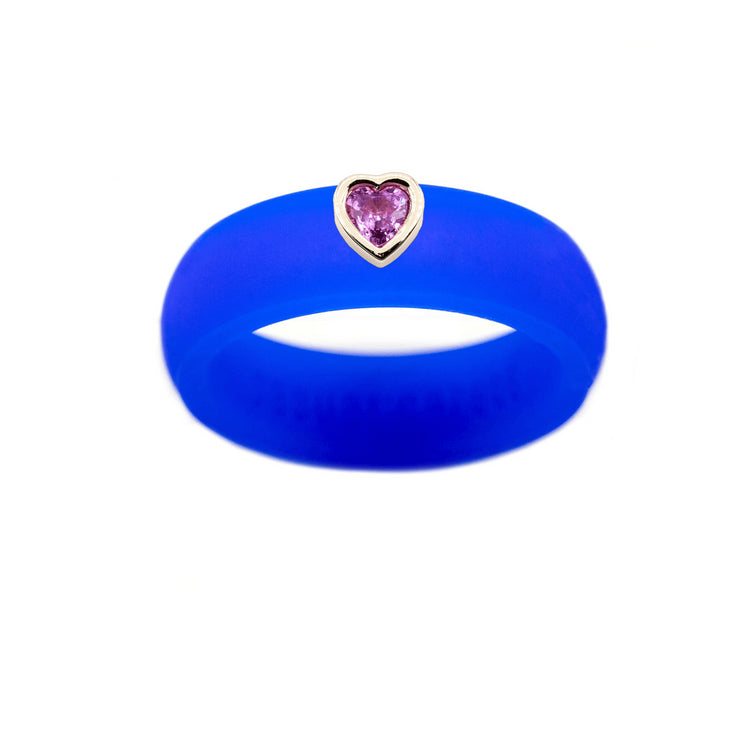 Pink Sapphire Heart Silicone Ring - Size 4