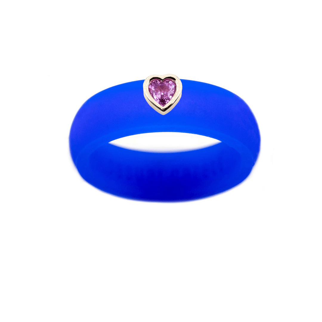 Pink Sapphire Heart Silicone Ring - Size 4