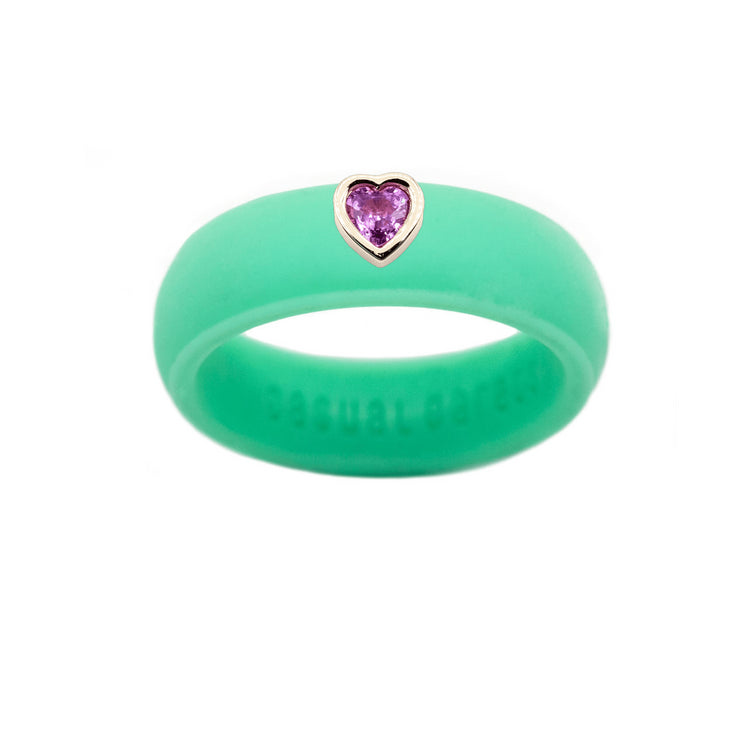 Pink Sapphire Heart Silicone Ring - Size 4