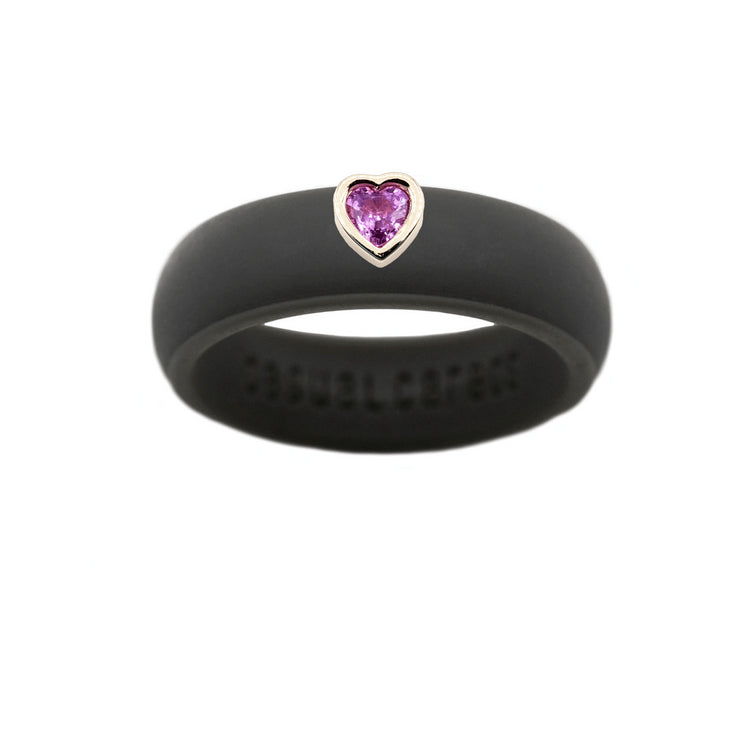 Pink Sapphire Heart Silicone Ring - Size 4