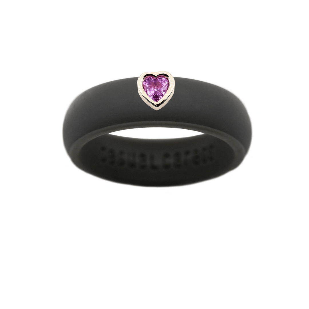 Pink Sapphire Heart Silicone Ring - Size 4