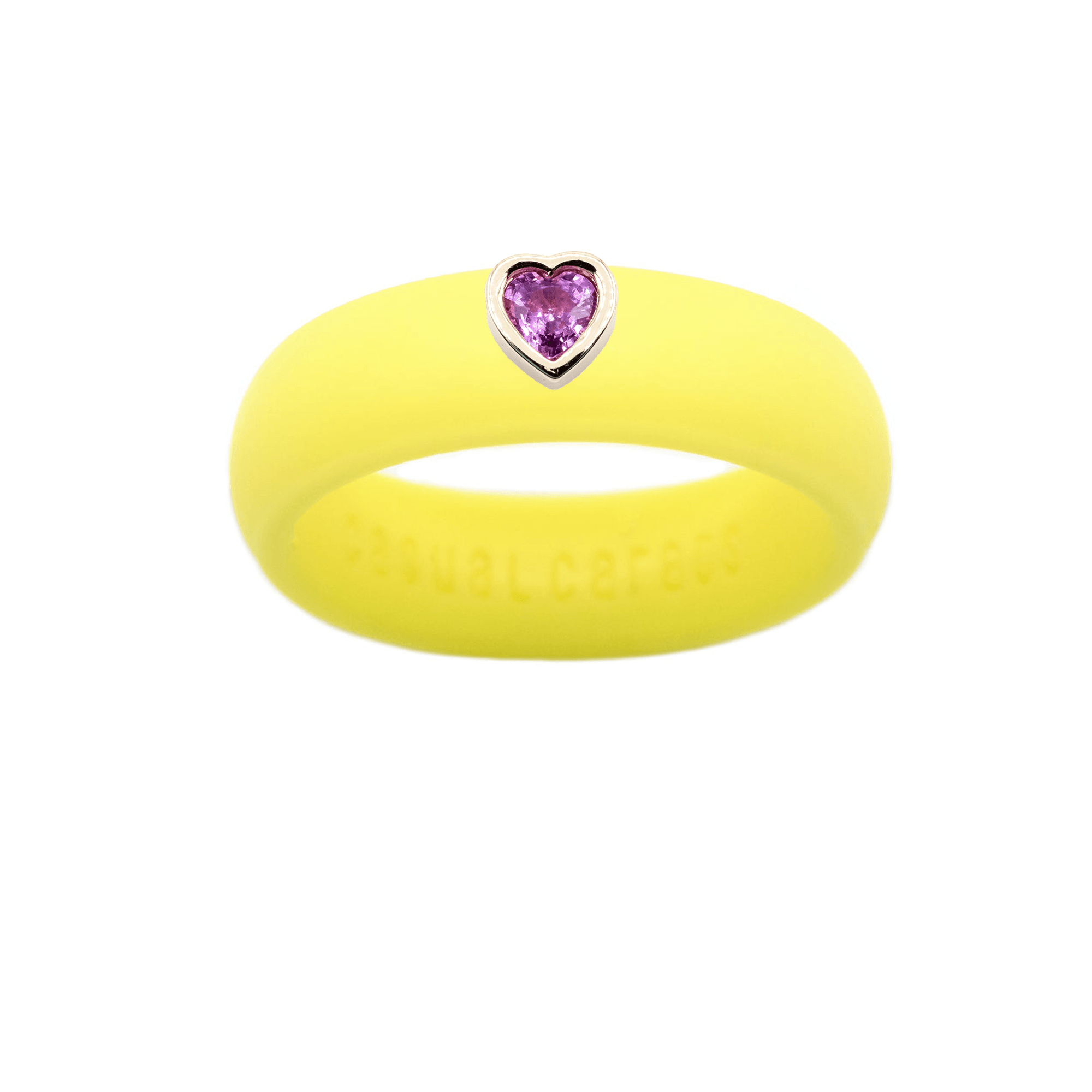 Pink Sapphire Heart Silicone Ring - Size 4