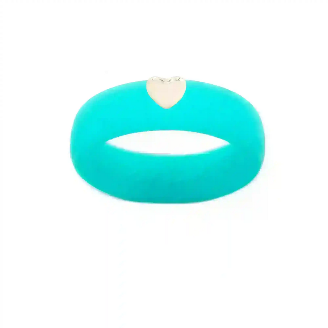 Puffy Gold Heart Silicone Ring - Size 8