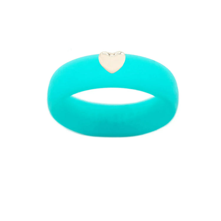 Puffy Gold Heart Silicone Ring - Size 9