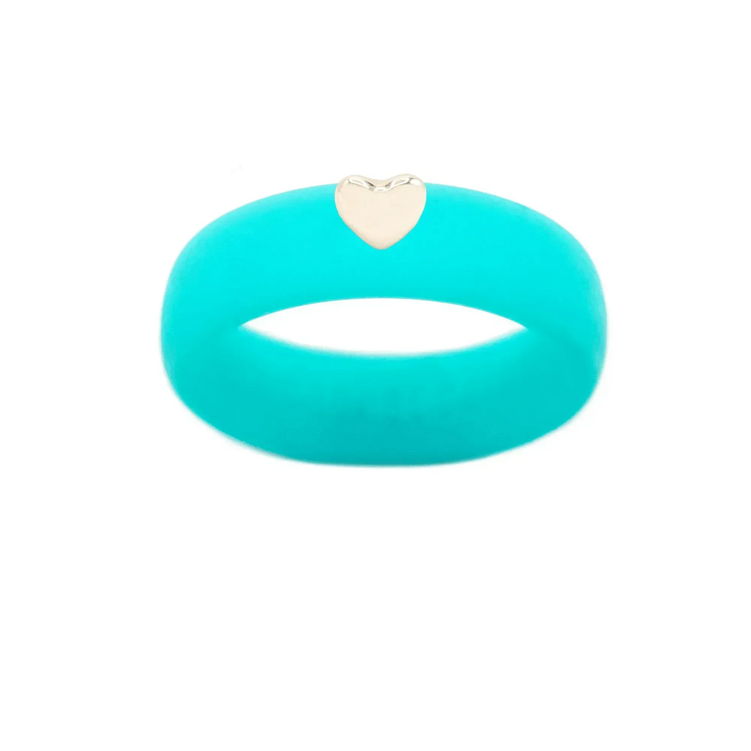Puffy Gold Heart Silicone Ring - Size 9
