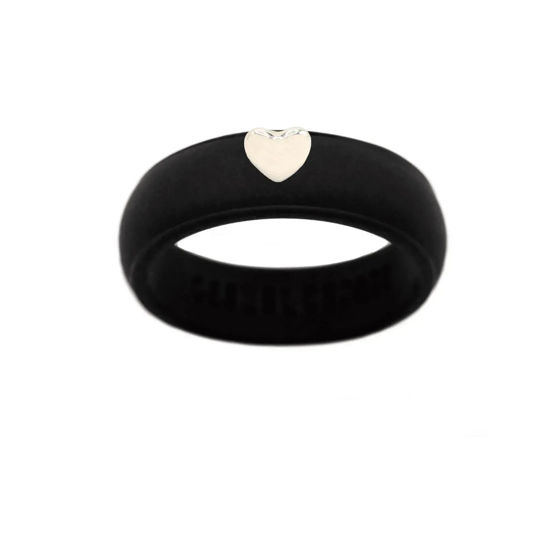 Puffy Gold Heart Silicone Ring - Size 9
