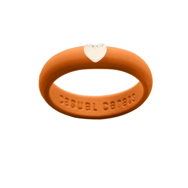 Puffy Gold Heart Silicone Ring - Size 9