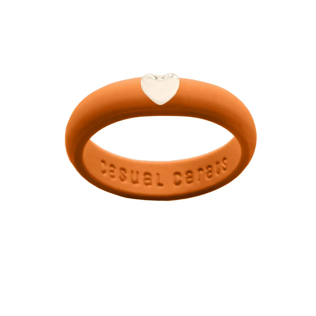 Puffy Gold Heart Silicone Ring - Size 9