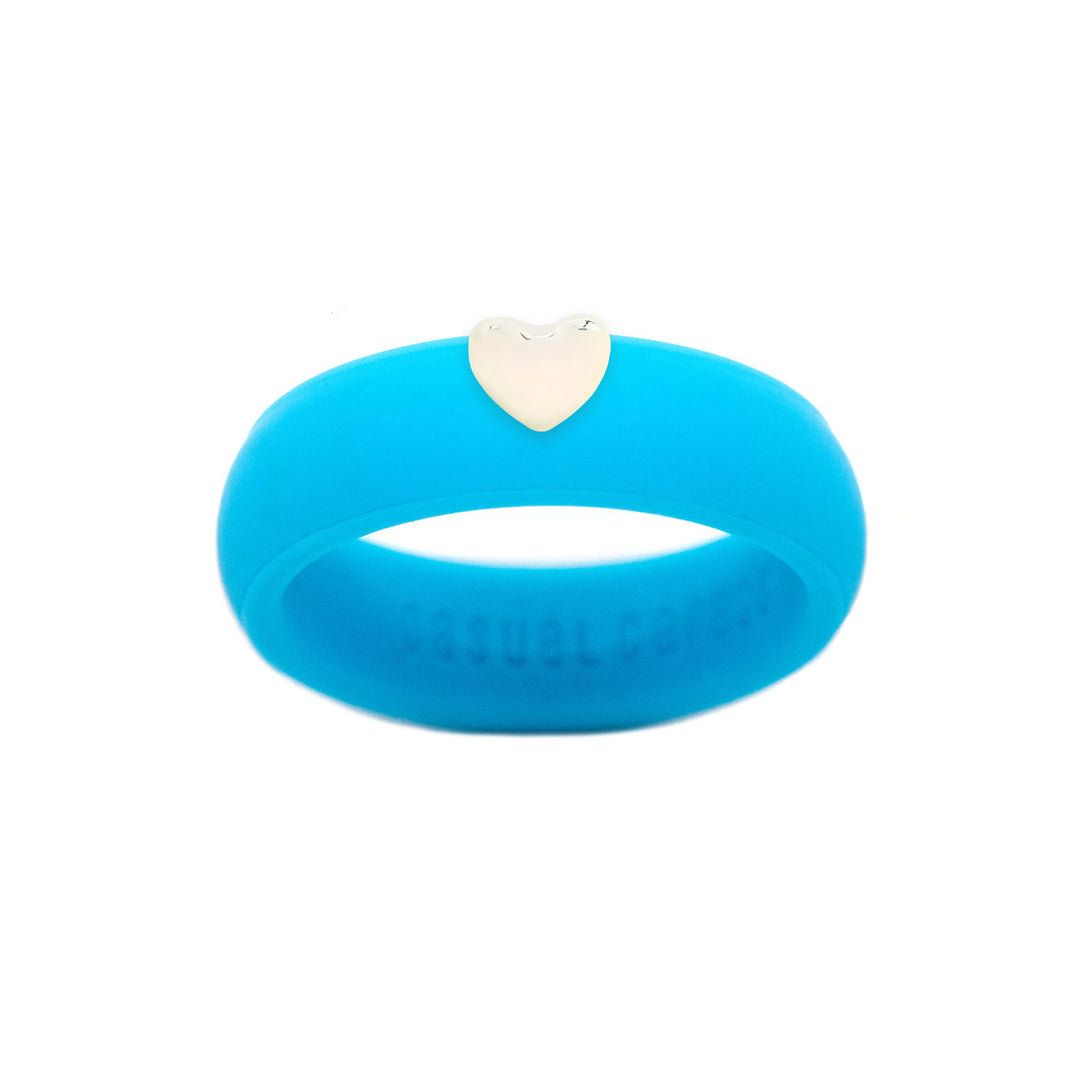Puffy Gold Heart Silicone Ring - Size 9