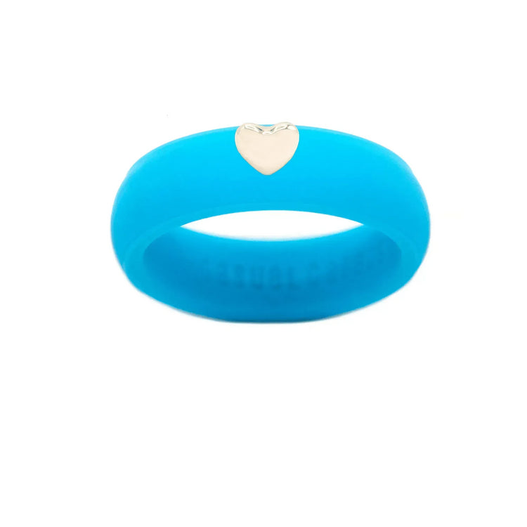 Puffy Gold Heart Silicone Ring - Size 9
