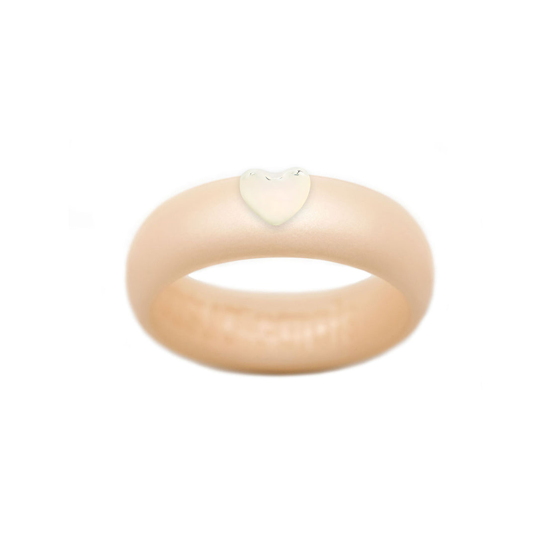 Puffy Gold Heart Silicone Ring - Size 9