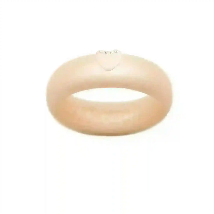 Puffy Gold Heart Silicone Ring - Size 8