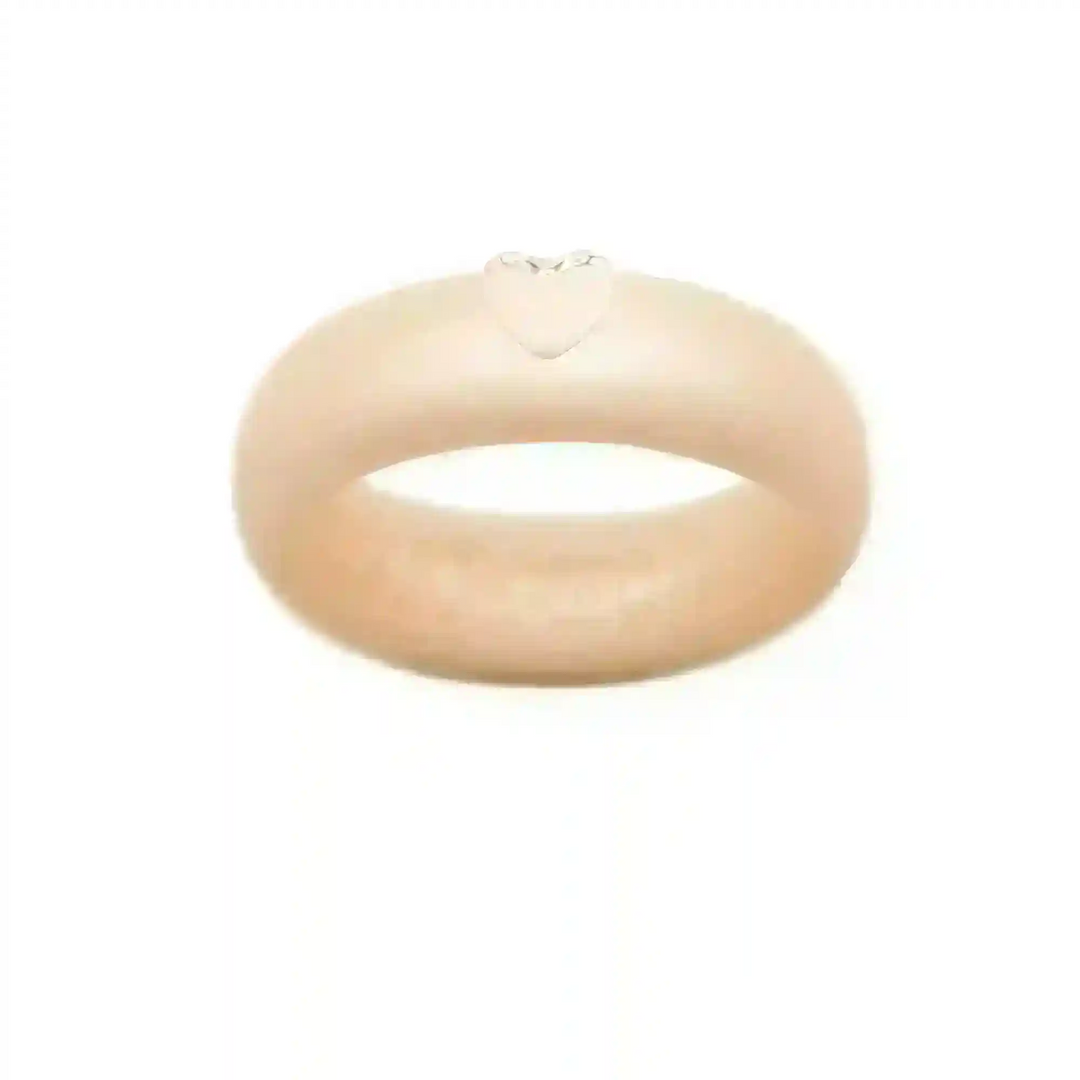 Puffy Gold Heart Silicone Ring - Size 8