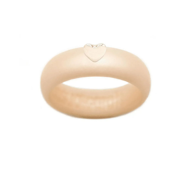 Puffy Gold Heart Silicone Ring - Size 4