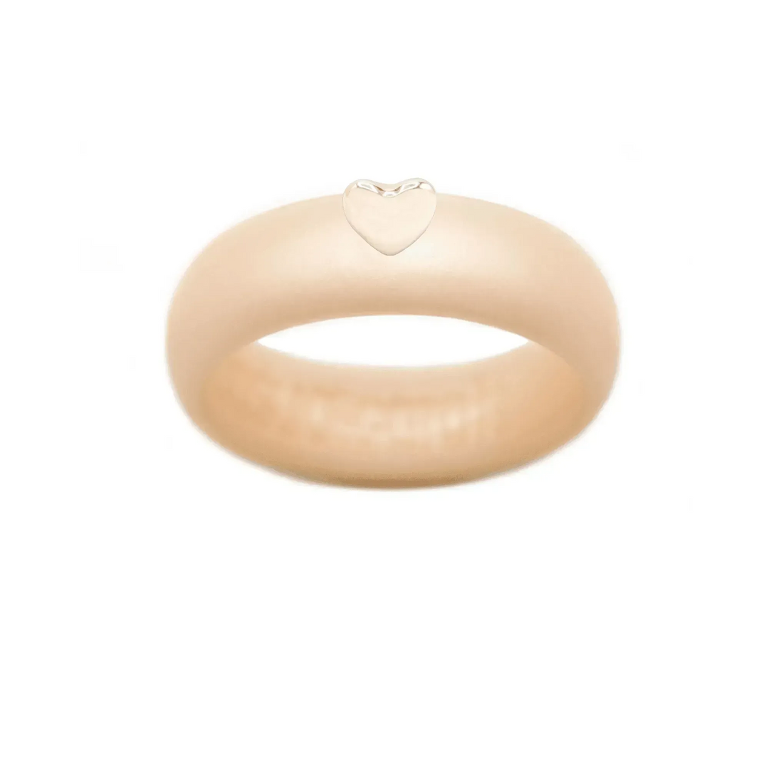 Puffy Gold Heart Silicone Ring - Size 9