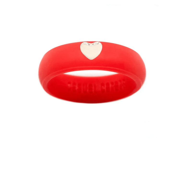 Puffy Gold Heart Silicone Ring - Size 9