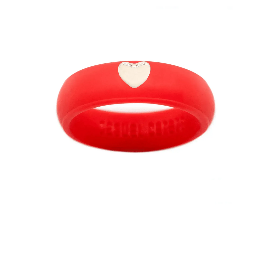 Puffy Gold Heart Silicone Ring - Size 9