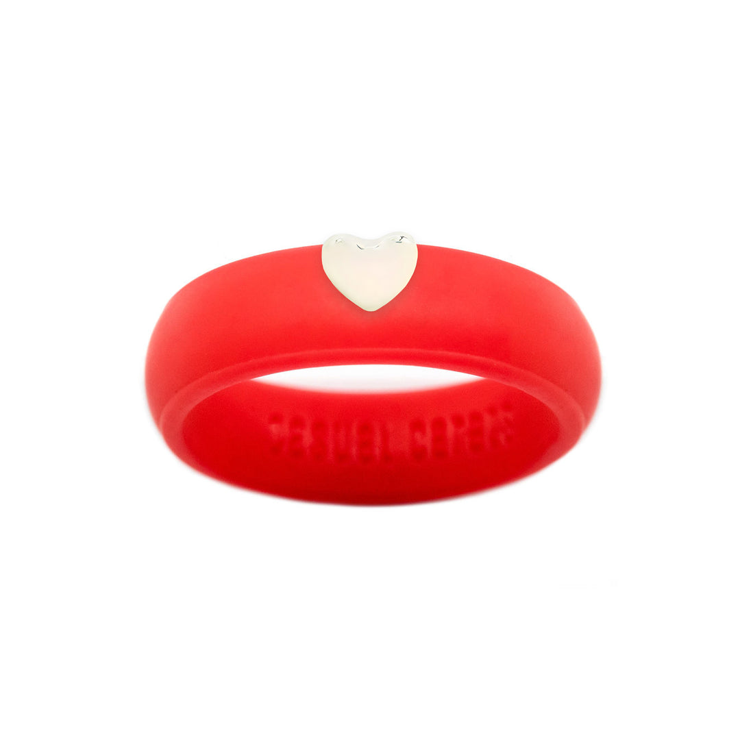 Puffy Gold Heart Silicone Ring - Size 4