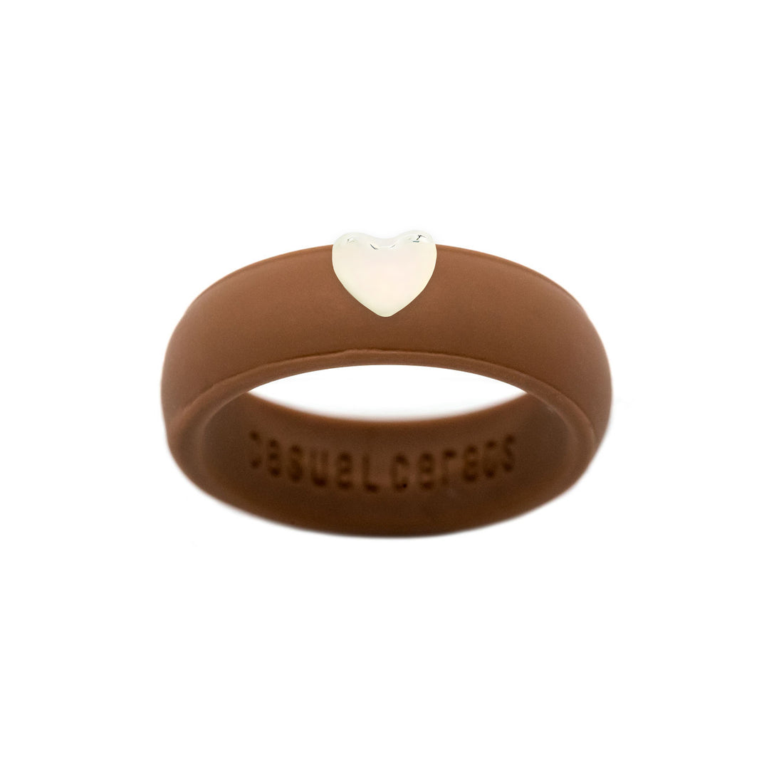 Puffy Gold Heart Silicone Ring - Size 9