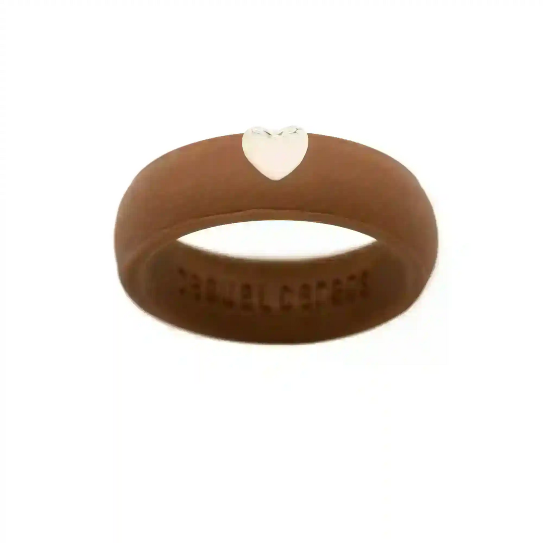Puffy Gold Heart Silicone Ring - Size 8