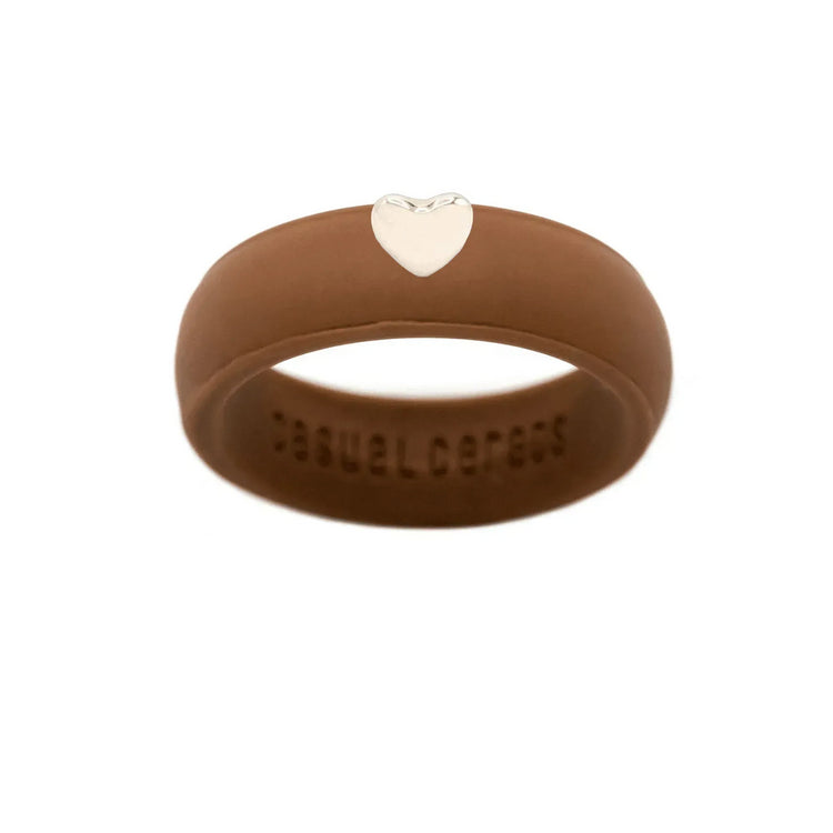 Puffy Gold Heart Silicone Ring - Size 9
