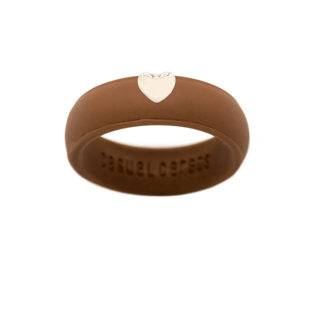 Puffy Gold Heart Silicone Ring - Size 9