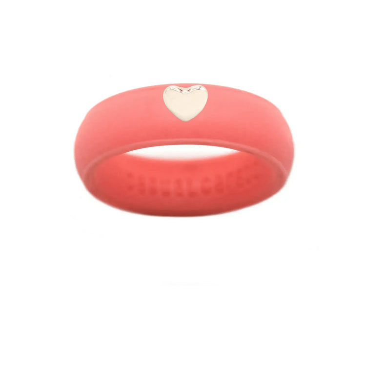 Puffy Gold Heart Silicone Ring - Size 9
