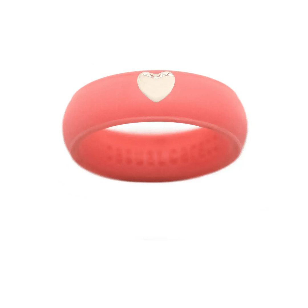 Puffy Gold Heart Silicone Ring - Size 9