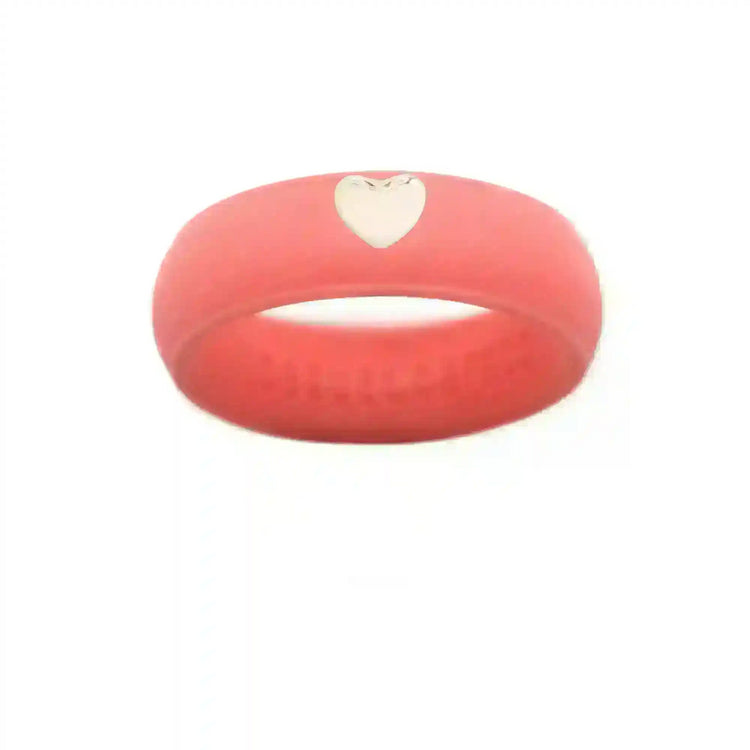 Puffy Gold Heart Silicone Ring - Size 8