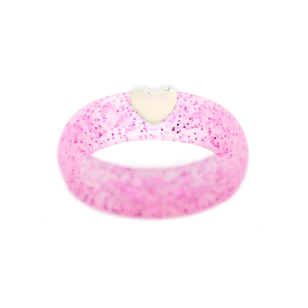 Puffy Gold Heart Silicone Ring - Size 9