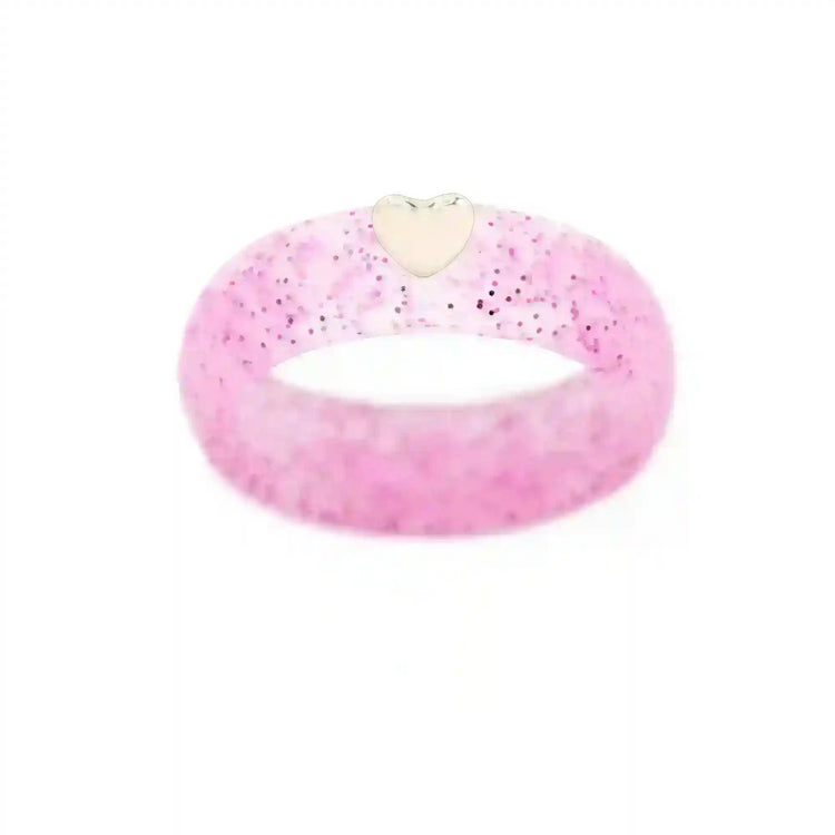 Puffy Gold Heart Silicone Ring - Size 8