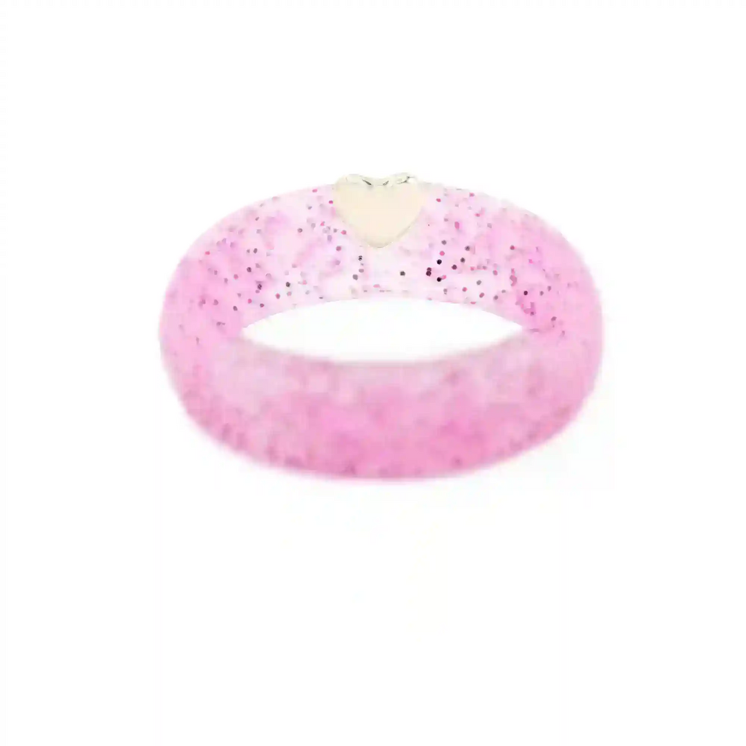 Puffy Gold Heart Silicone Ring - Size 8