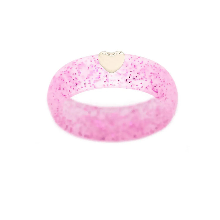 Puffy Gold Heart Silicone Ring - Size 9