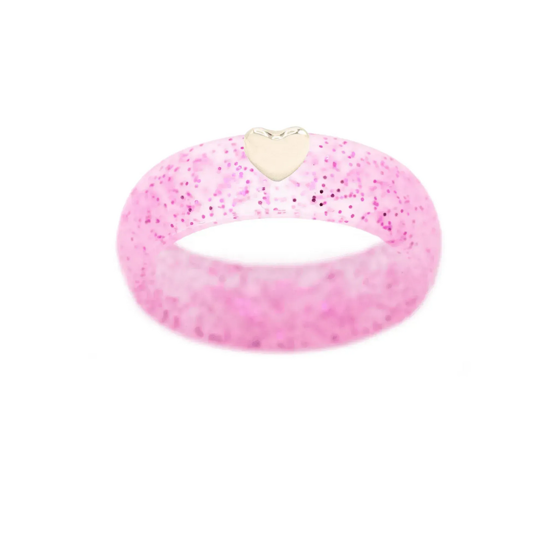 Puffy Gold Heart Silicone Ring - Size 9