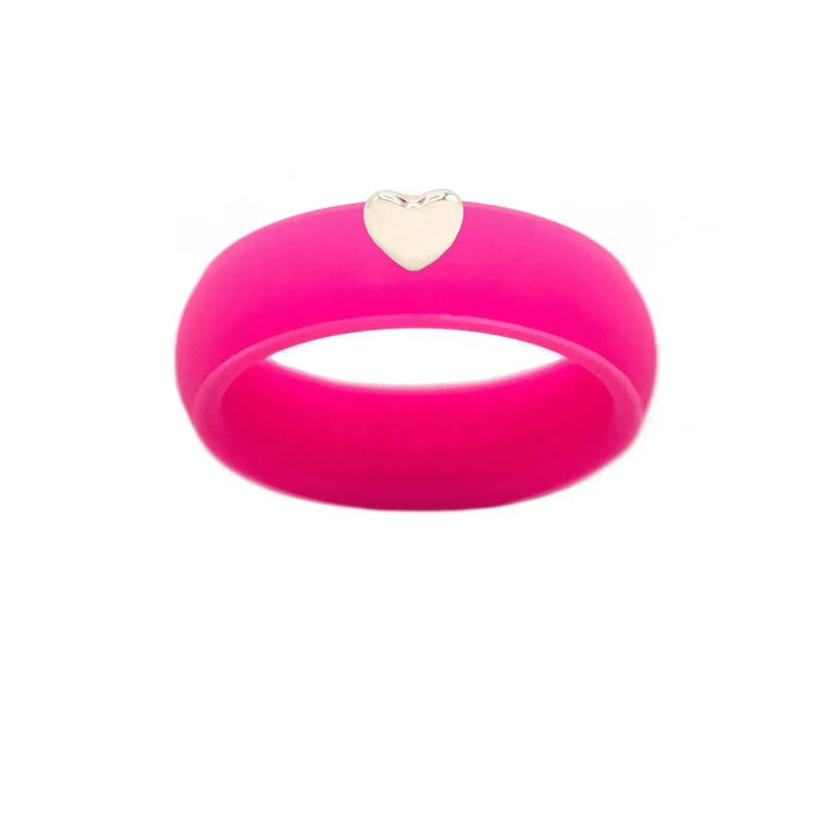 Puffy Gold Heart Silicone Ring - Size 9