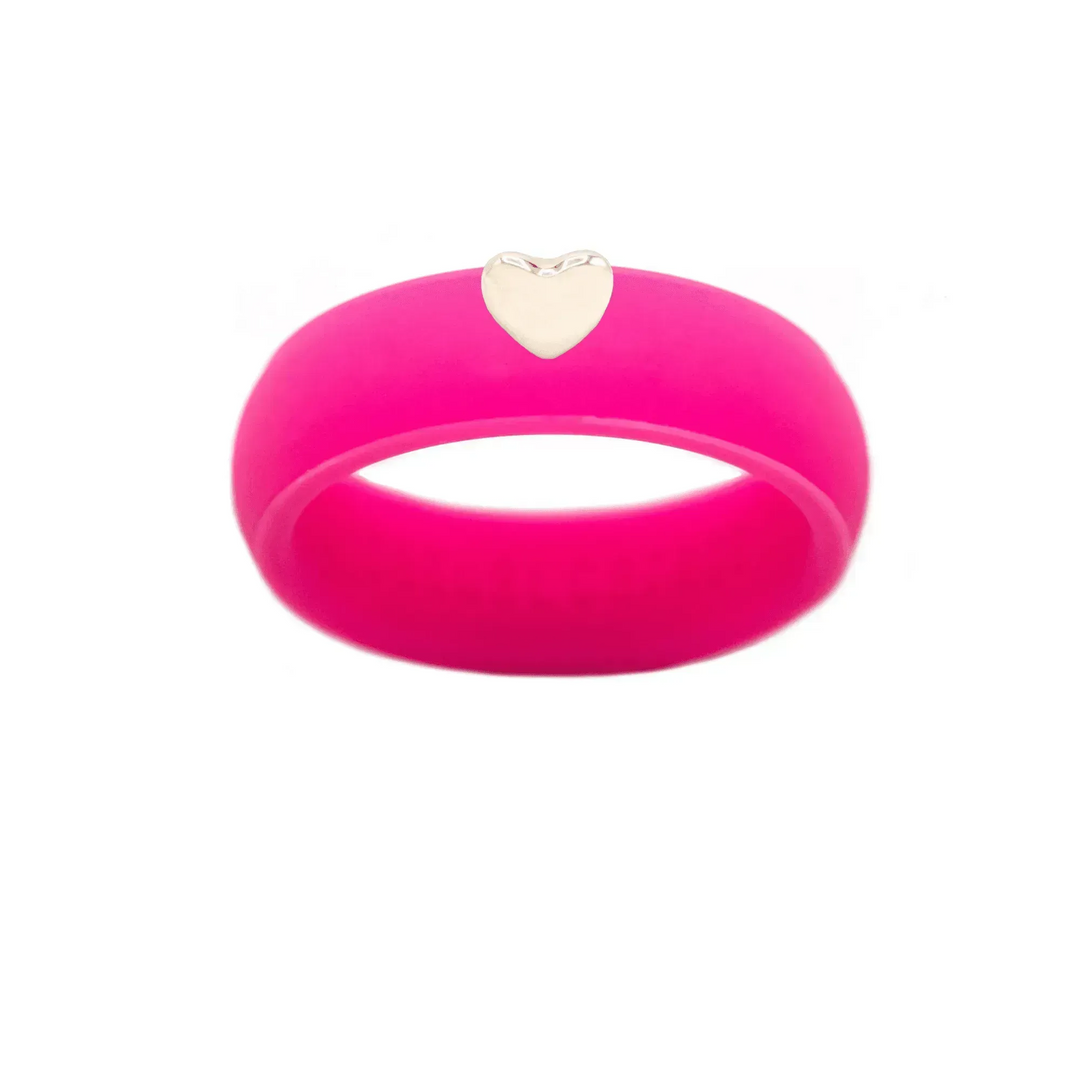 Puffy Gold Heart Silicone Ring - Size 9