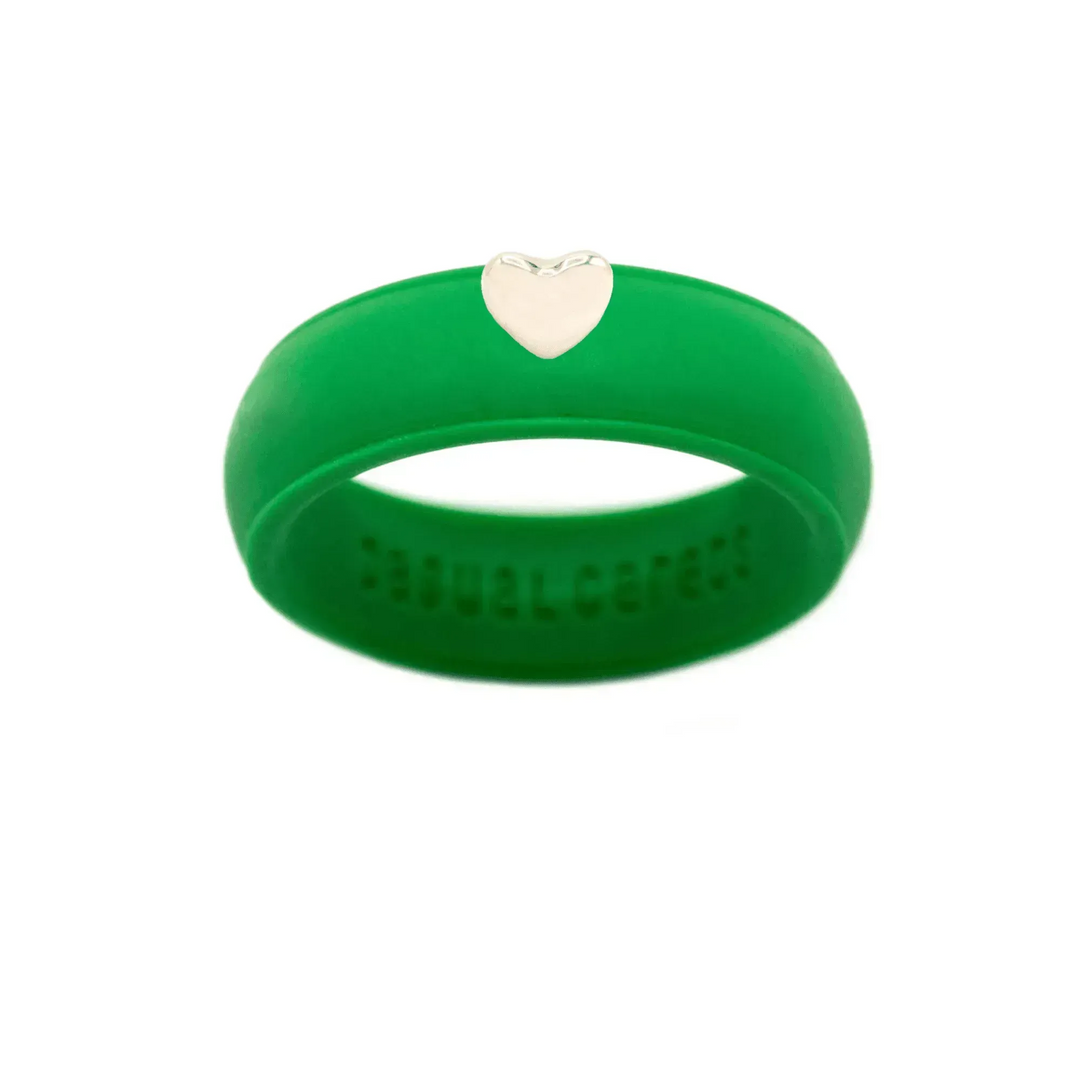 Puffy Gold Heart Silicone Ring - Size 9