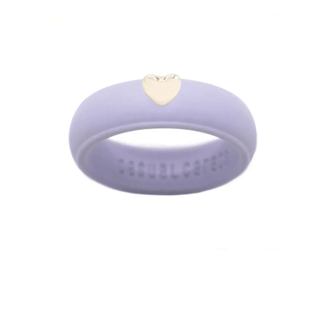 Puffy Gold Heart Silicone Ring - Size 9