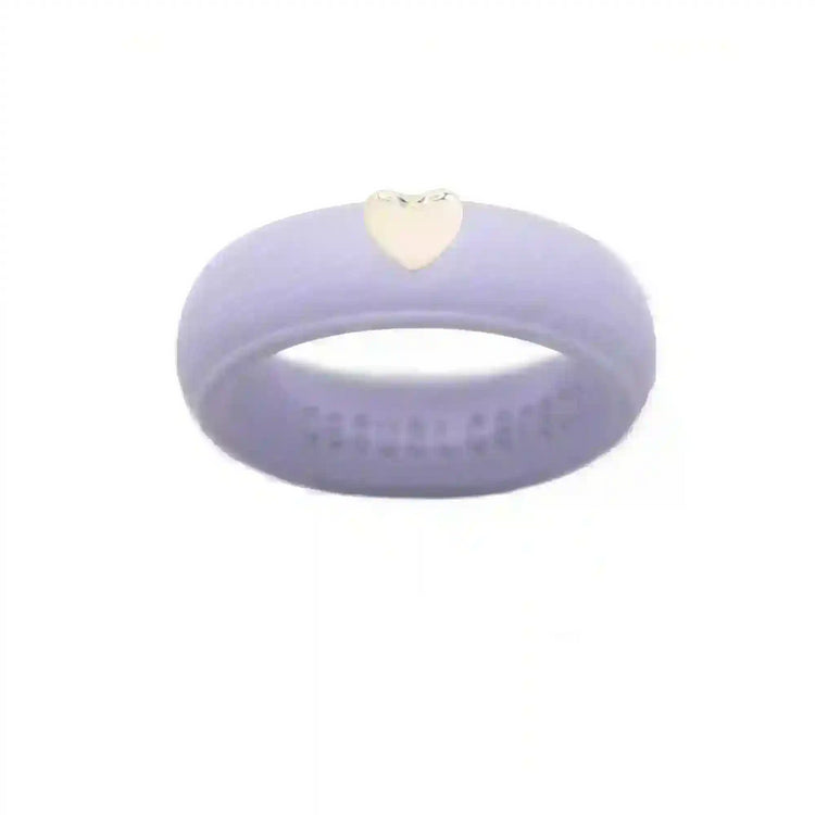 Puffy Gold Heart Silicone Ring - Size 8