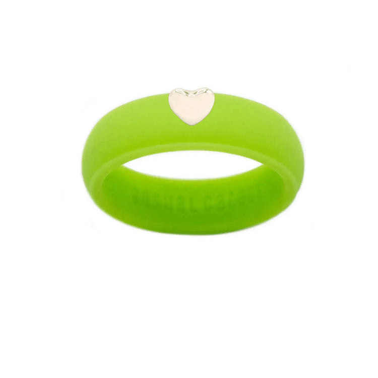 Puffy Gold Heart Silicone Ring - Size 9
