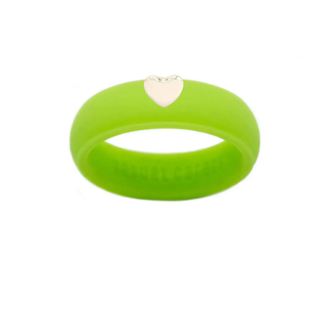 Puffy Gold Heart Silicone Ring - Size 9
