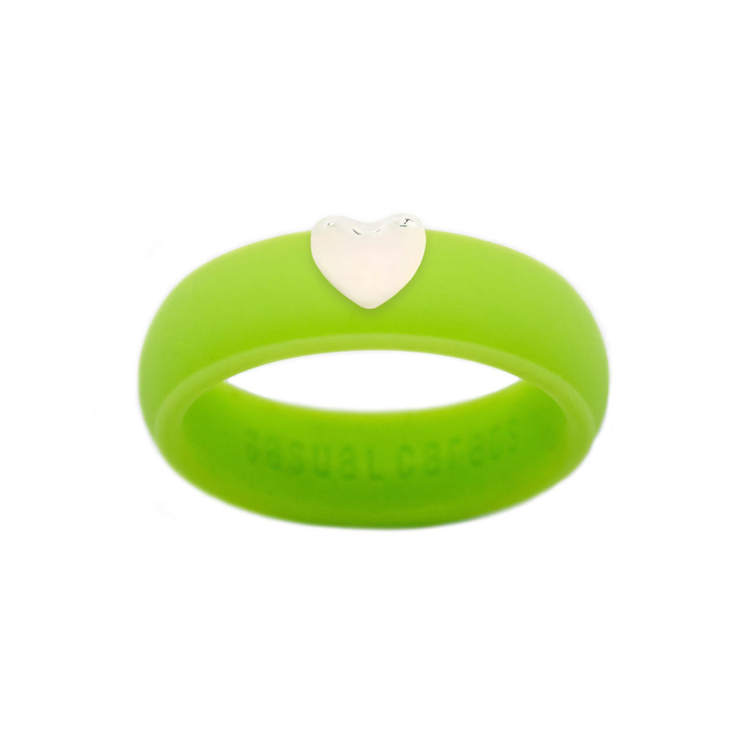 Puffy Gold Heart Silicone Ring - Size 4
